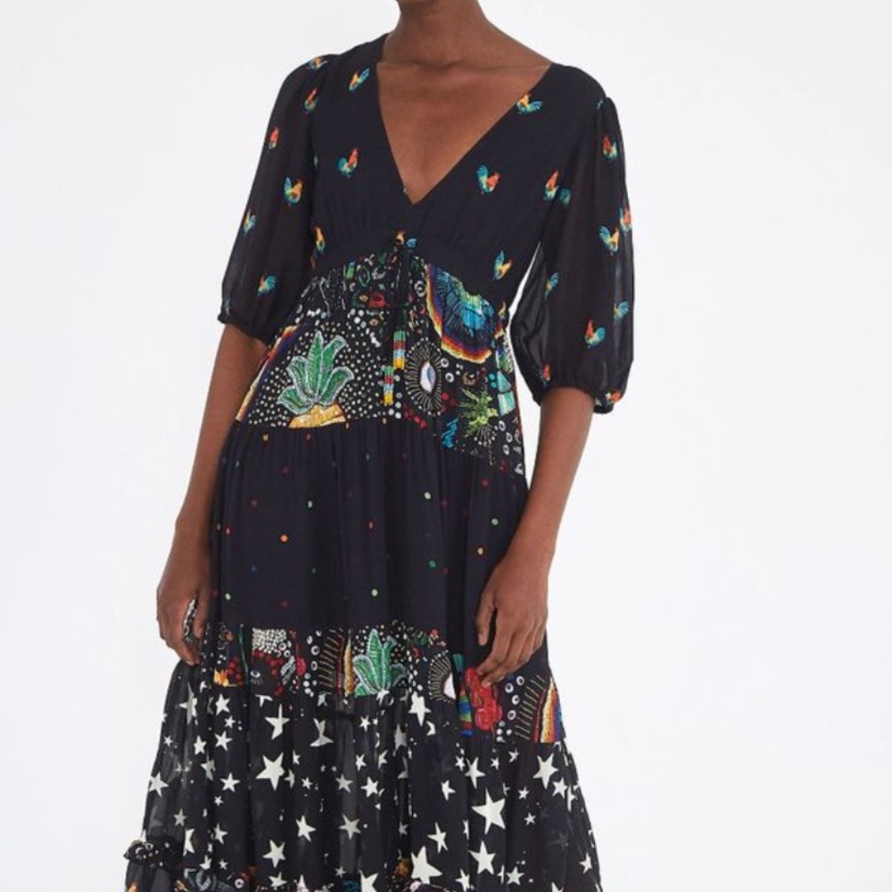Farm Rio Long Mixed Stardust Dress